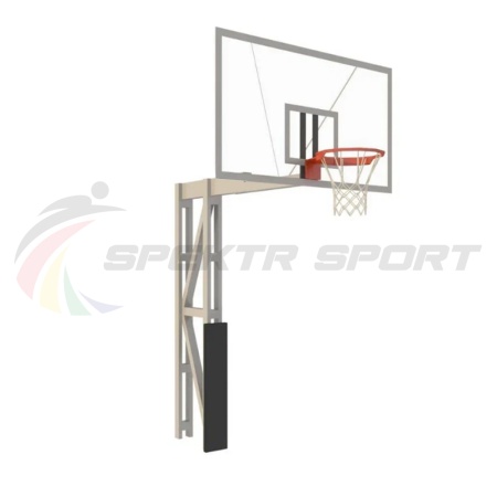 Купить Стойка баскетбольная уличная с защитой, щитом из оргстекла, аморт. кольцом и сеткой, вынос 225 см в Белозерске 