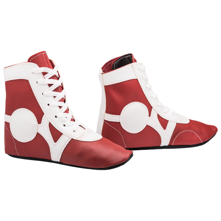 Купить Обувь для самбо SM-0102, кожа, красный Rusco в Белозерске 