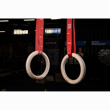 Купить Кольца гимнастические 32 мм красные стропы в Белозерске 