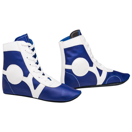 Купить Обувь для самбо SM-0102, кожа, синий Rusco в Белозерске 