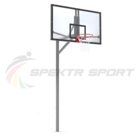Купить Стойка баскетбольная уличная упрощенная со щитом из оргстекла, кольцом и сеткой SP D 412 в Белозерске 