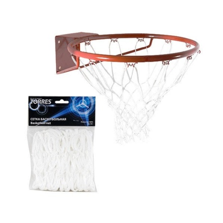 Купить Сетка баскетбольная Torres, нить 4 мм, белая в Белозерске 