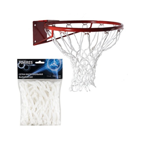Купить Сетка баскетбольная Torres, нить 6 мм, белая в Белозерске 